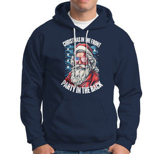 Christmas in the Front Party in the Back USA Patriotic Santa Hoodie TS09 Navy Printyourwear