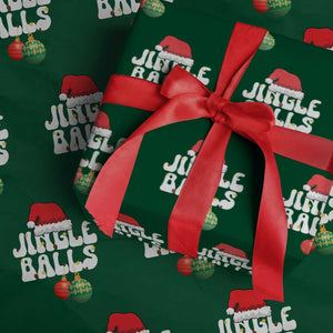 Christmas Jingle Balls Wrapping Paper Roll Funny Xmas Couple Matching TS11 Green Print Your Wear