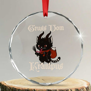 Christmas Krampus Cat Crystal Glass Ornament Gruss Vom Krampus Pagan Yule Xmas TS11 Transparent Glass 3'' Circle Print Your Wear