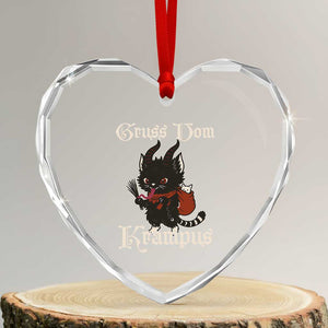 Christmas Krampus Cat Heart Crystal Glass Ornament Gruss Vom Krampus Pagan Yule Xmas TS11 Transparent Glass 3'' Heart Print Your Wear
