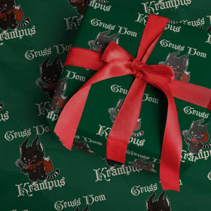 Christmas Krampus Cat Wrapping Paper Roll Gruss Vom Krampus Pagan Yule Xmas TS11 Green Print Your Wear