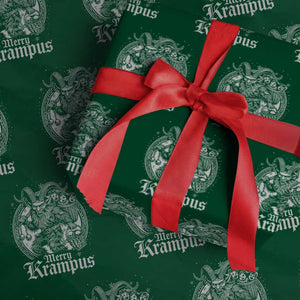 Christmas Krampus Wrapping Paper Roll Merry Krampus Norse Pagan Yule Horror Xmas TS11 Green Print Your Wear