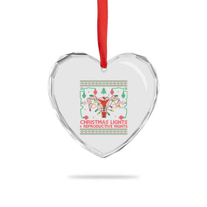 Christmas Lights And Reproductive Rights Heart Crystal Glass Ornament Xmas Feminist Supporter Gift TS12 Print Your Wear