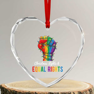 Christmas Lights Equal Rights Heart Crystal Glass Ornament LGBT Hands Supporter Gift TS12 Transparent Glass 3'' Heart Print Your Wear