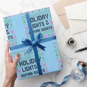 Christmas Lights For Human Rights Wrapping Paper Roll Equality Supporter Gift TS12 Light Blue Print Your Wear