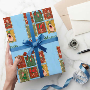 Christmas Marcus The Worm Meme Wrapping Paper Roll Funny Merry Marcus Gift TS12 Light Blue Print Your Wear