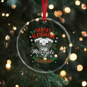 Christmas Motorcycle Biker Crystal Glass Ornament Santas Sleighers Motorcycle Club TS11 Print Your Wear