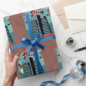 Christmas Nakatomi Plaza Wrapping Paper Roll Season's Greeting Christmas Party Hans Gruber TS11 Mocha Print Your Wear
