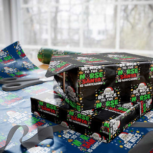 Christmas Nurse Wrapping Paper Roll Be Nice To The Nurse Santa Is Watching TS14 Black Print Your Wear