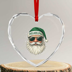 Christmas PFE Heart Crystal Glass Ornament Funny Retro Santa Philly Lovers TS10 Transparent Glass 3'' Heart Print Your Wear