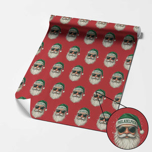 Christmas PFE Wrapping Paper Roll Funny Retro Santa Philly Lovers TS10 Red Print Your Wear