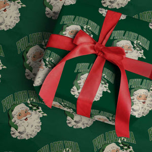 Christmas PFE Wrapping Paper Roll Vintage Varsity Retro Santa Face Game Day TS10 Green Print Your Wear