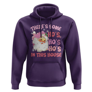 Christmas Pink Santa Hoodie Theres Some Hos In This House Retro Xmas Vibe TS02 Purple Printyourwear