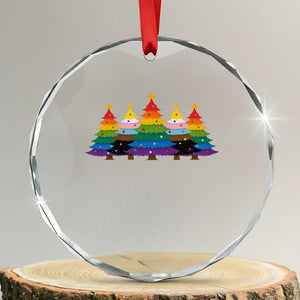 Christmas Rainbow Tree LGBTQ Support Crystal Glass Ornament Holiday Pride Gift TS12 Transparent Glass 3'' Circle Print Your Wear