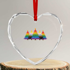 Christmas Rainbow Tree LGBTQ Support Heart Crystal Glass Ornament Holiday Pride Gift