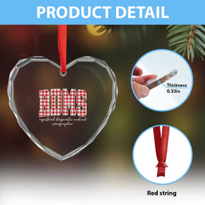 Christmas RDMS Heart Crystal Glass Ornament Buffalo Plaid Sonographer Ultrasound Tech Gift TS10 Print Your Wear