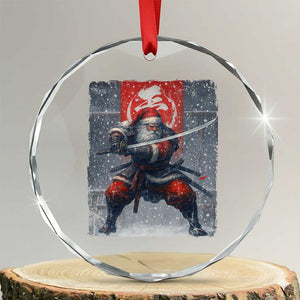 Christmas Samurai Santa Crystal Glass Ornament Japanese Xmas Warrior Sword Katana TS11 Transparent Glass 3'' Circle Print Your Wear