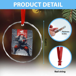 Christmas Samurai Santa Crystal Glass Ornament Japanese Xmas Warrior Sword Katana TS11 Print Your Wear
