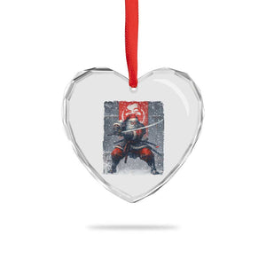 Christmas Samurai Santa Heart Crystal Glass Ornament Japanese Xmas Warrior Sword Katana TS11 Print Your Wear