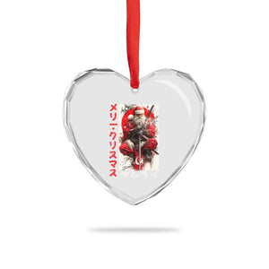 Christmas Samurai Santa Heart Crystal Glass Ornament Japanese Xmas Warrior Ukiyo-e Art TS11 Print Your Wear