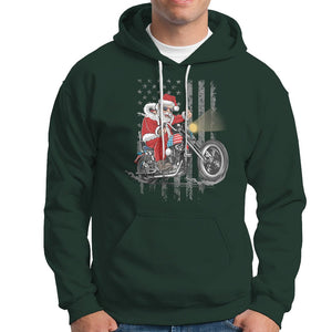 Christmas Santa Claus Riding Motorbike Patriotic USA Hoodie TS09 Printyourwear