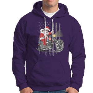 Christmas Santa Claus Riding Motorbike Patriotic USA Hoodie TS09 Printyourwear