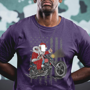 Christmas Santa Claus Riding Motorbike Patriotic USA T Shirt TS09 Printyourwear