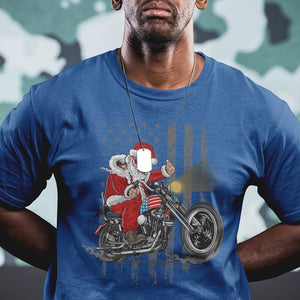 Christmas Santa Claus Riding Motorbike Patriotic USA T Shirt TS09 Printyourwear