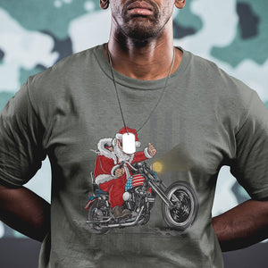 Christmas Santa Claus Riding Motorbike Patriotic USA T Shirt TS09 Printyourwear