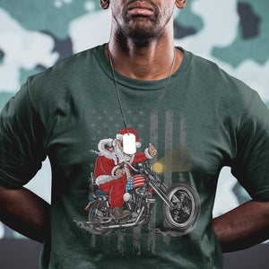 Christmas Santa Claus Riding Motorbike Patriotic USA T Shirt TS09 Printyourwear
