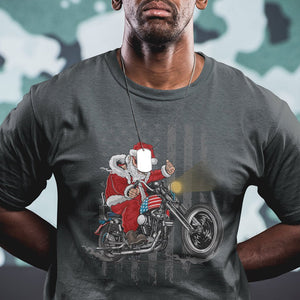 Christmas Santa Claus Riding Motorbike Patriotic USA T Shirt TS09 Printyourwear