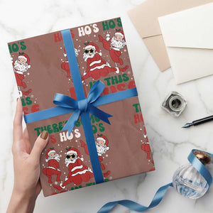 Christmas Santa Wrapping Paper Roll There’s Some Ho’s In This House Funny Xmas TS02 Mocha Print Your Wear