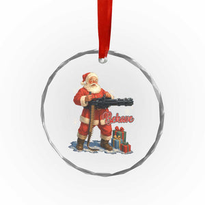 Christmas Santa Machine Gun Crystal Glass Ornament Behave Xmas Gun Lover TS11 Print Your Wear