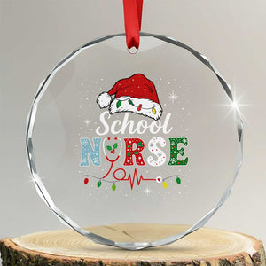 Christmas School Nurse Crystal Glass Ornament Xmas Lights Red Santa Hat Crew Nurse TS10 Transparent Glass 3'' Circle Print Your Wear