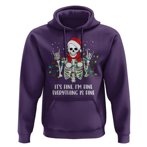 Christmas Skeleton Hoodie It's Fine I'm Fine Everything Is Fine Xmas Light Funny TS02 Purple Printyourwear