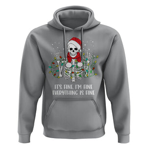 Christmas Skeleton Hoodie It's Fine I'm Fine Everything Is Fine Xmas Light Funny TS02 Sport Gray Printyourwear