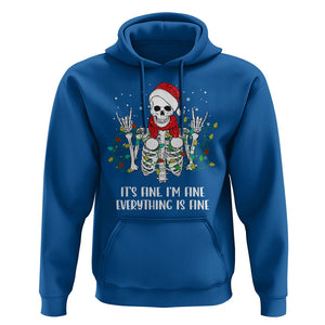 Christmas Skeleton Hoodie It's Fine I'm Fine Everything Is Fine Xmas Light Funny TS02 Royal Blue Printyourwear