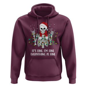 Christmas Skeleton Hoodie It's Fine I'm Fine Everything Is Fine Xmas Light Funny TS02 Maroon Printyourwear