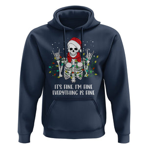 Christmas Skeleton Hoodie It's Fine I'm Fine Everything Is Fine Xmas Light Funny TS02 Navy Printyourwear