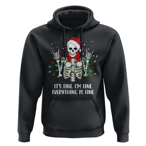 Christmas Skeleton Hoodie It's Fine I'm Fine Everything Is Fine Xmas Light Funny TS02 Black Printyourwear