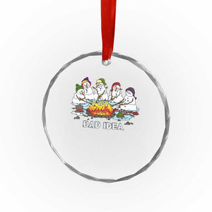 Christmas Snowman Campfire Crystal Glass Ornament Bad Idea Melting Snowman Family Roasting Marshmallows TS10 Print Your Wear