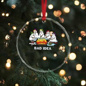 Christmas Snowman Campfire Crystal Glass Ornament Bad Idea Melting Snowman Family Roasting Marshmallows TS10 Print Your Wear