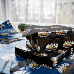Christmas Snowman Campfire Wrapping Paper Roll Bad Idea Melting Snowman Family Roasting Marshmallows TS10 Black Print Your Wear