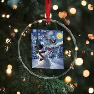 Christmas Snowman Starry Night Crystal Glass Ornament TS14 Print Your Wear