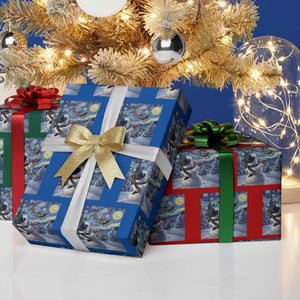 Christmas Snowman Starry Night Wrapping Paper Roll TS14 Print Your Wear