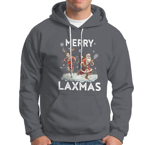 Christmas Sport Hoodie Merry LAXMAS Santa Reindeer Play Lacrosse TS09 Charcoal Printyourwear