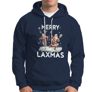 Christmas Sport Hoodie Merry LAXMAS Santa Reindeer Play Lacrosse TS09 Navy Printyourwear