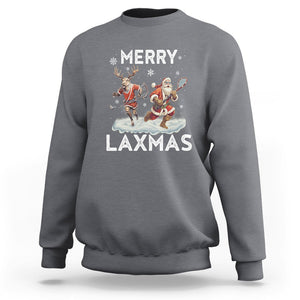 Christmas Sport Sweatshirt Merry LAXMAS Santa Reindeer Play Lacrosse TS09 Charcoal Printyourwear