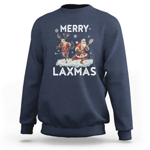 Christmas Sport Sweatshirt Merry LAXMAS Santa Reindeer Play Lacrosse TS09 Navy Printyourwear