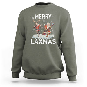 Christmas Sport Sweatshirt Merry LAXMAS Santa Reindeer Play Lacrosse TS09 Military Green Printyourwear